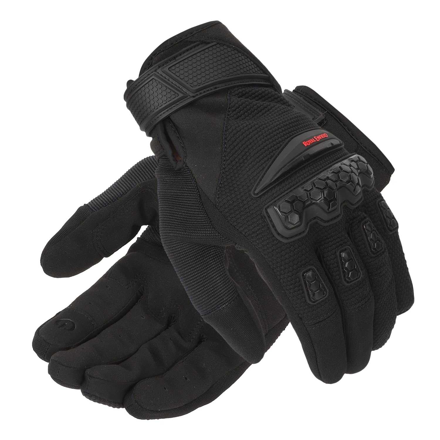 Royal Enfield Urban Hustler V2 Riding Gloves 100% Polyester Air Mesh for Ventilation | TPR Knuckle P