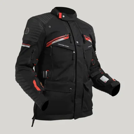 NIRVIK V2 PRINT RIDING JACKET - BLACK & RED, BLACK & GOLD
